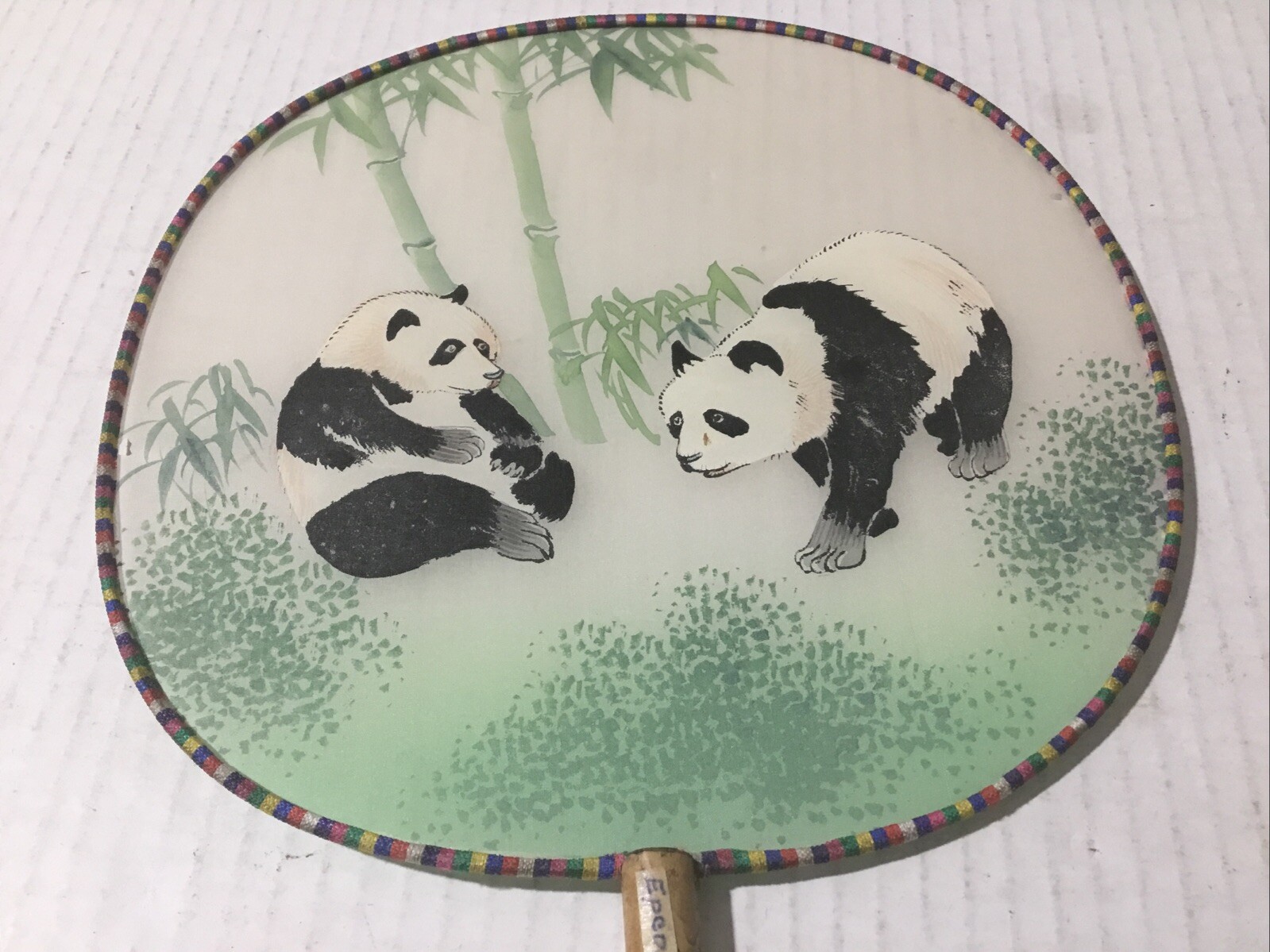 4 Vintage Silk Fans Pandas – Flower – Sea Scape – Sea Life.