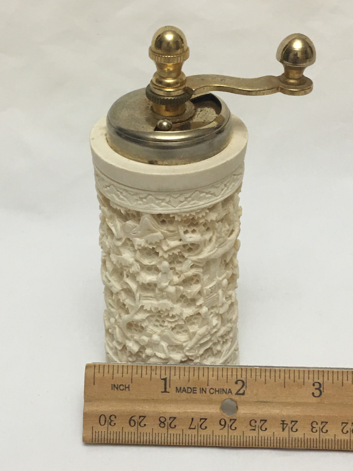 Chinese Carved Resin Pepper Grinder