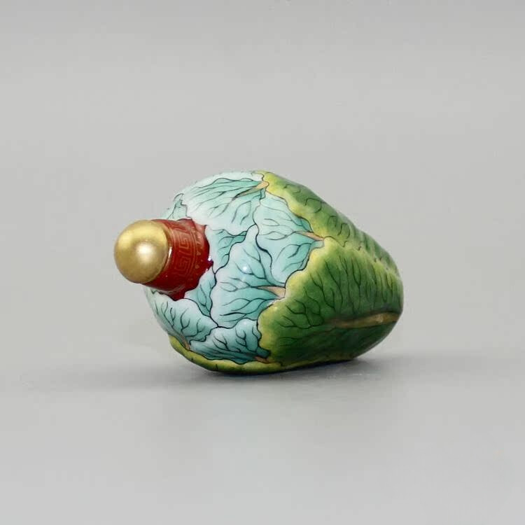 3″ Chinese Famille Rose Porcelain Gild Vegetables Cabbage Snuff Bottle