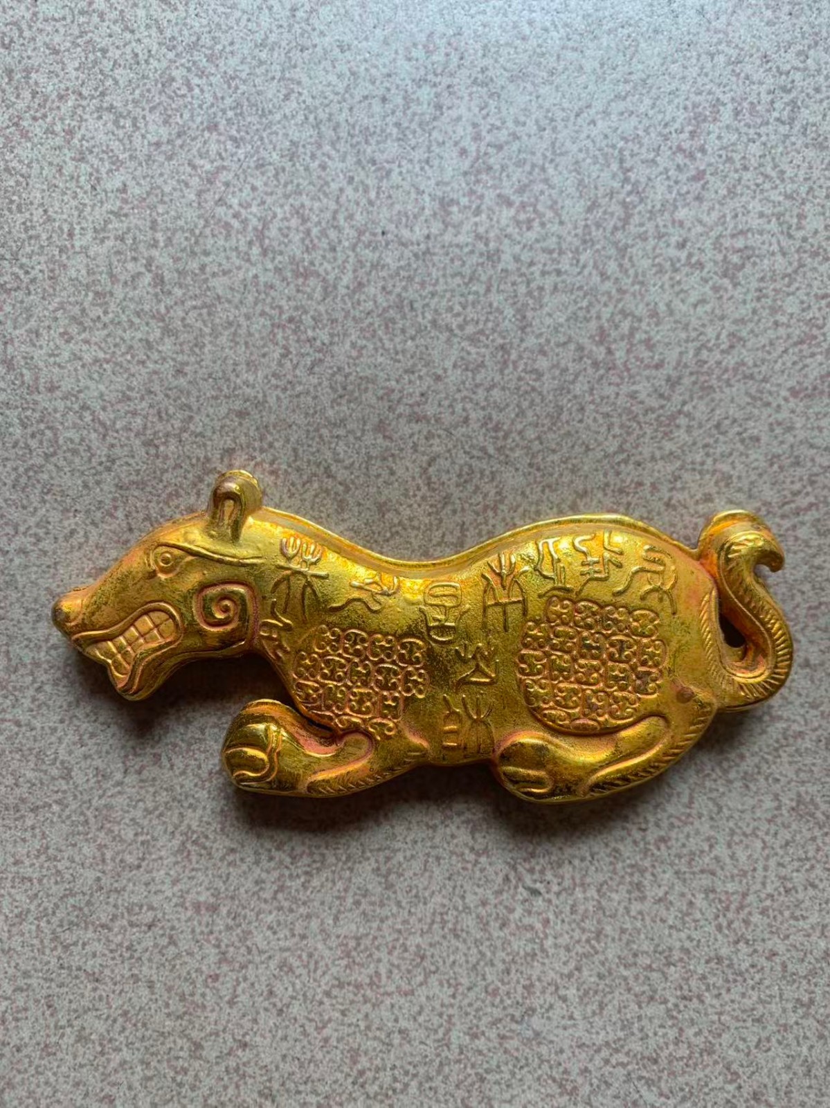 WOW Chinese Bronze Gold-Plated Hand Made *Tiger* Military Tally
