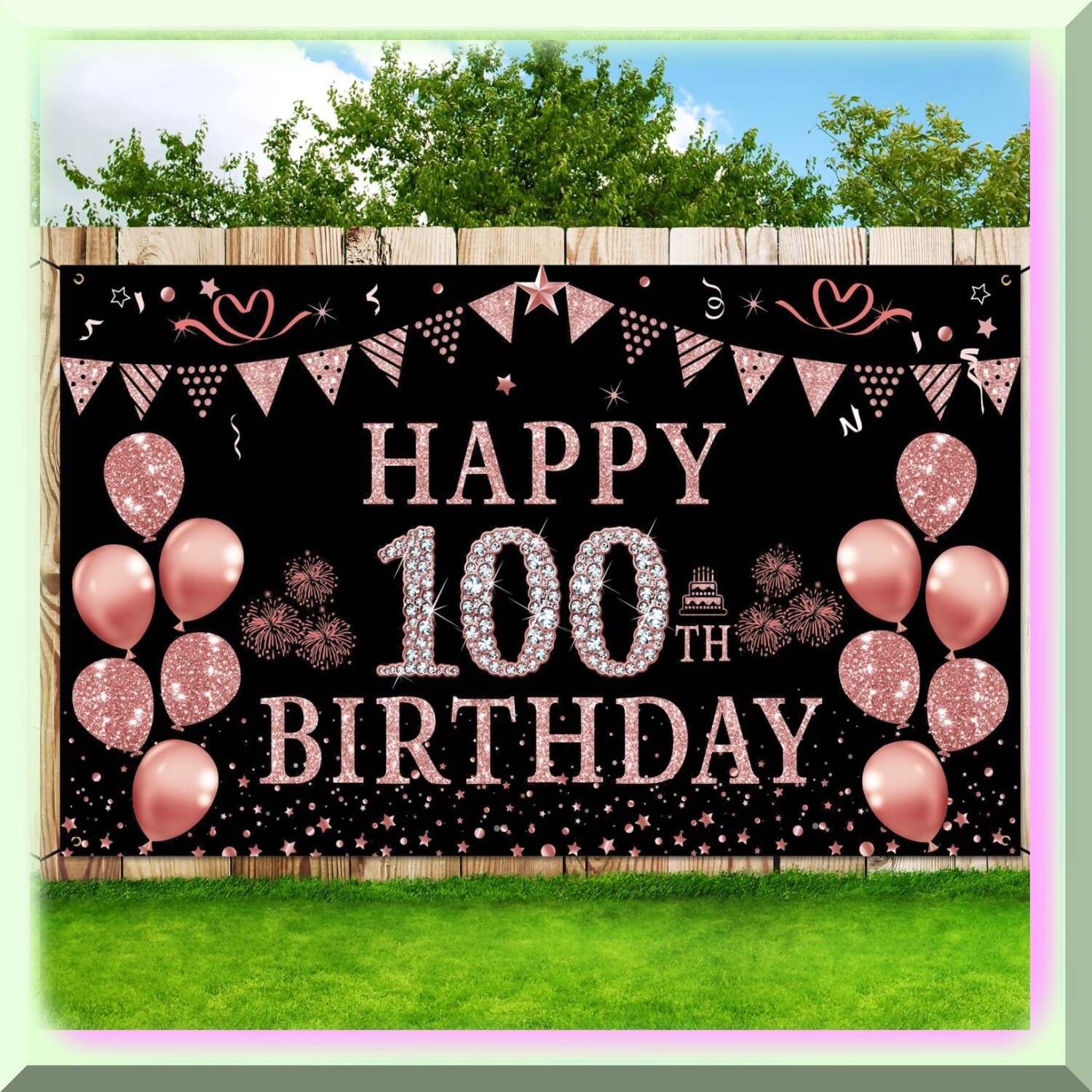 100th Birthday Celebration Backdrop 5.9×3.6 Feet