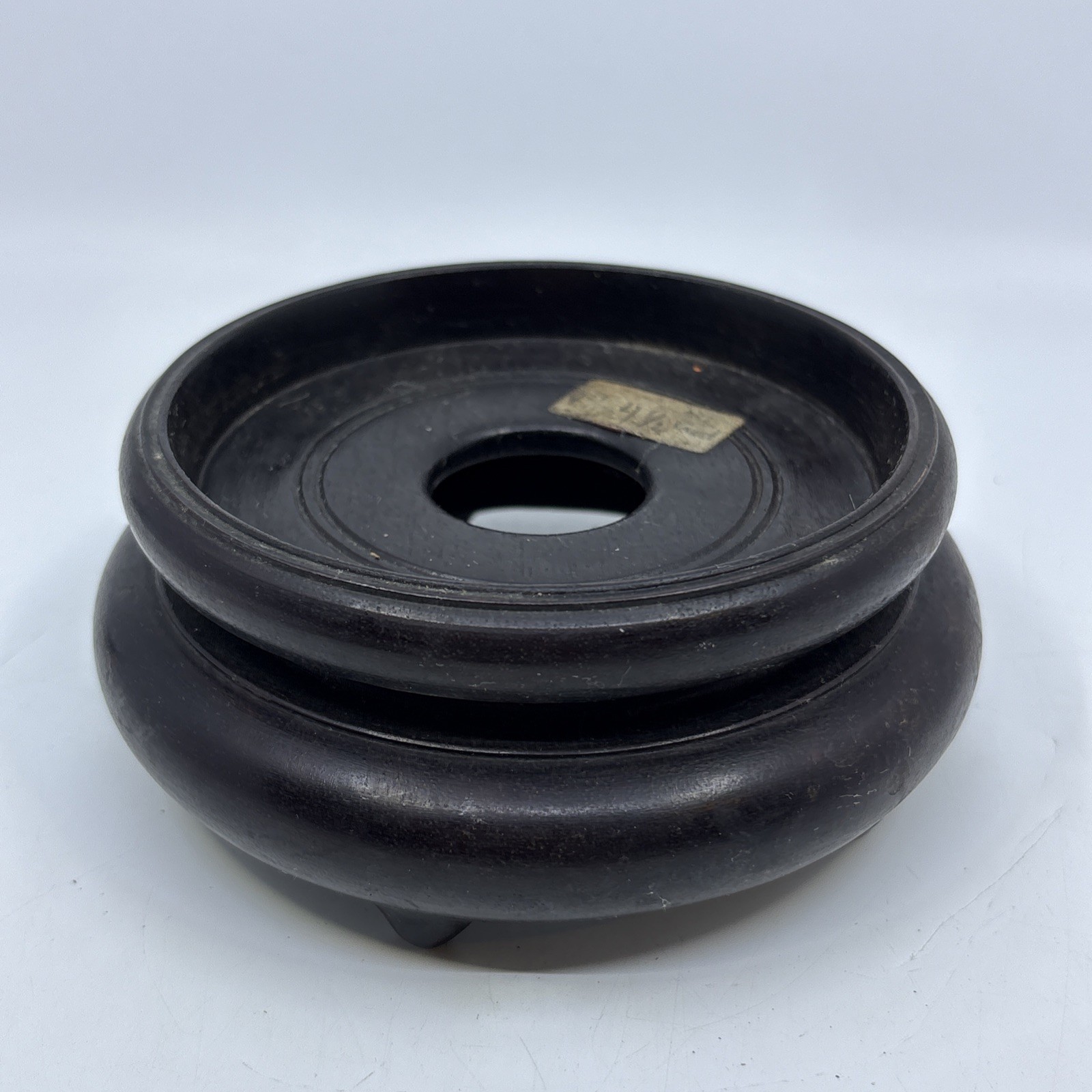 Vtg Chinese Wood Display Stand Vase Plant Asian Lamp Base 4.5″ Inner Diameter