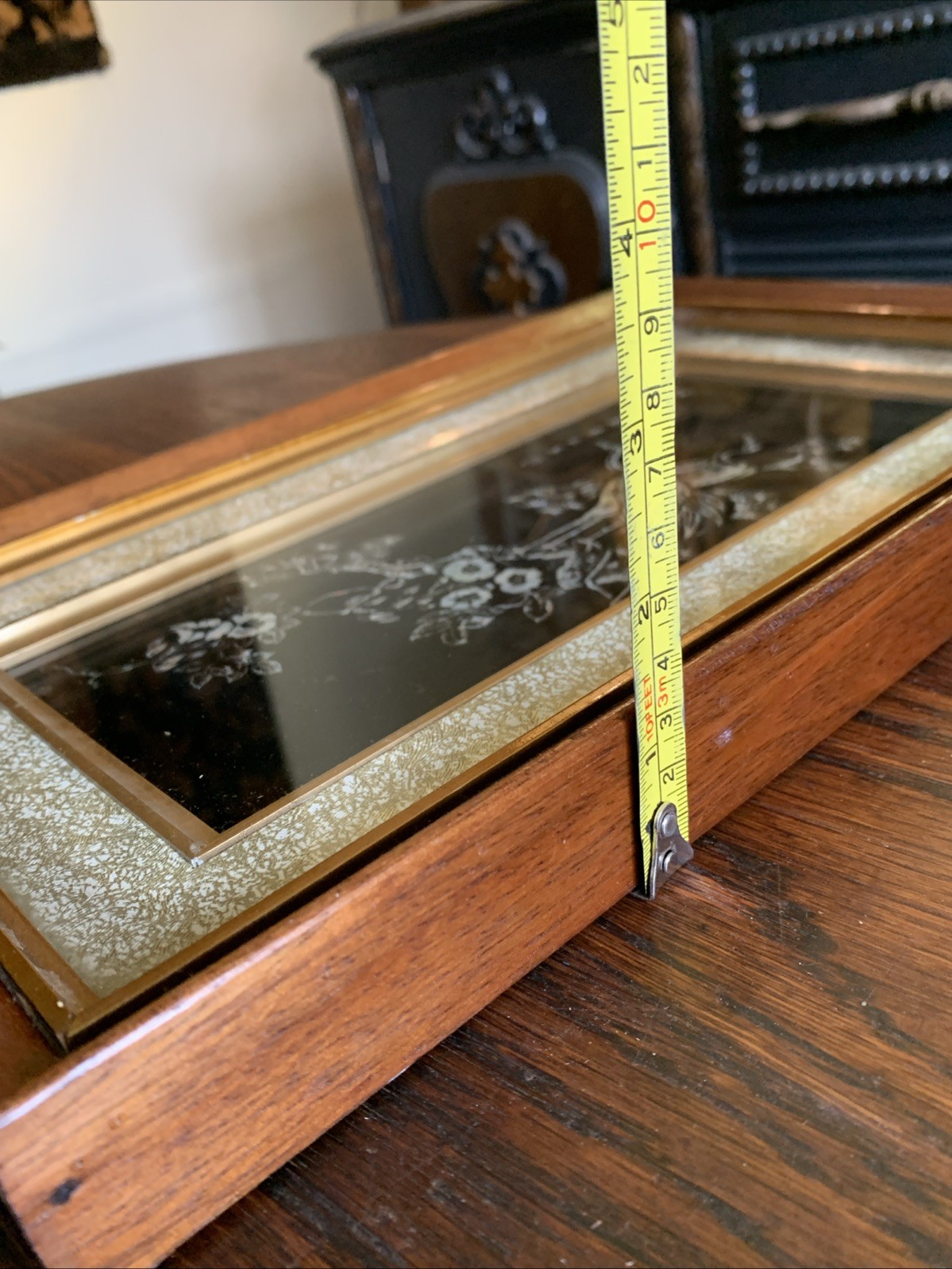 Vtg Asian Crane Birds Mother of Pearl & Abalone Shell Art Wood Framed 14.5”x8.75