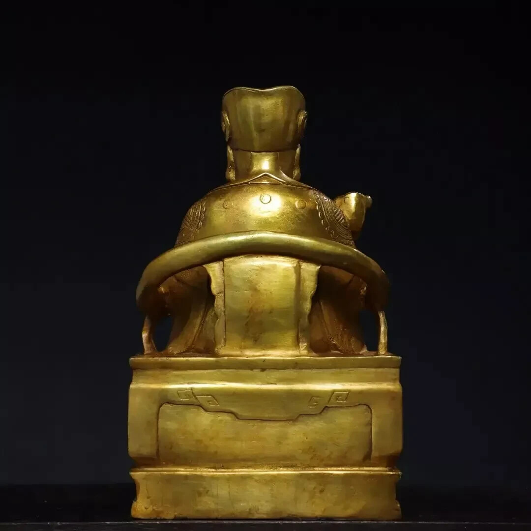 Fengshui old Copper gilded Buddhist Buddha statue of God of Wealth