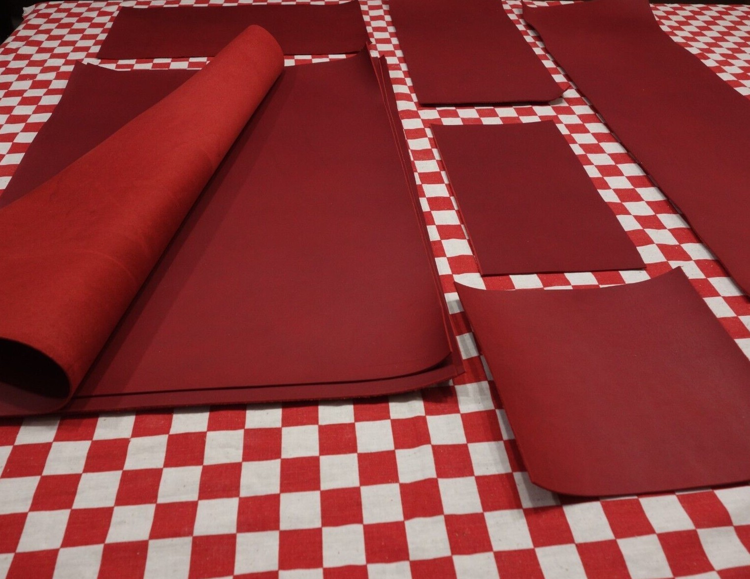 HORWEEN 4 oz. DARK RED LATIGO LEATHER PANELS, SELECT YOUR SIZE.