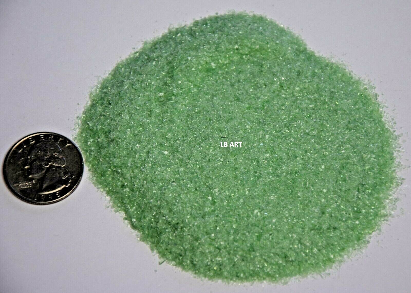 0117.01 – 1oz MINERAL GREEN OPALESCENT BULLSEYE GLASS FINE FRIT 90 COE