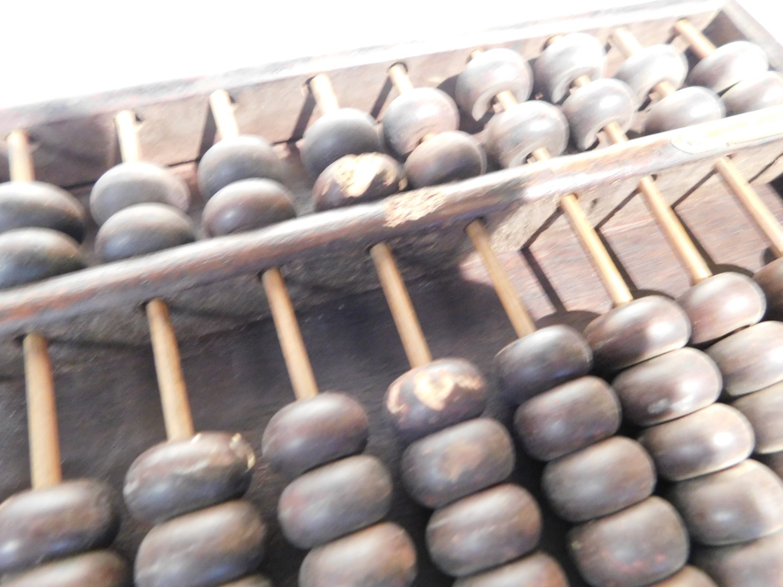 Vintage Chinese Abacus Wood & Brass Calculator 11 Row 77 Bead