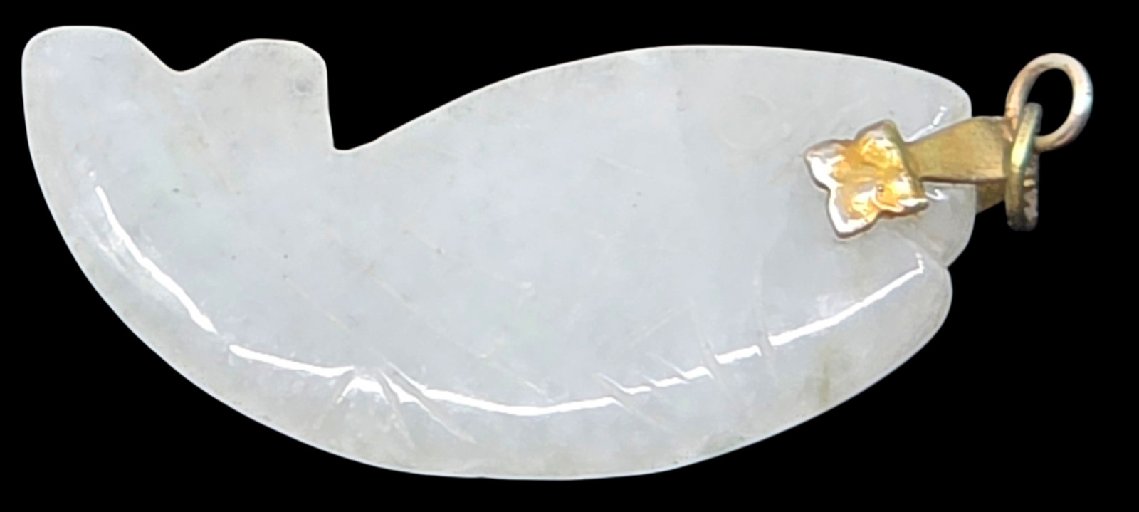 Chinese Hand Carved Icy White Jade Fish Pendant – Symbol of Abundance