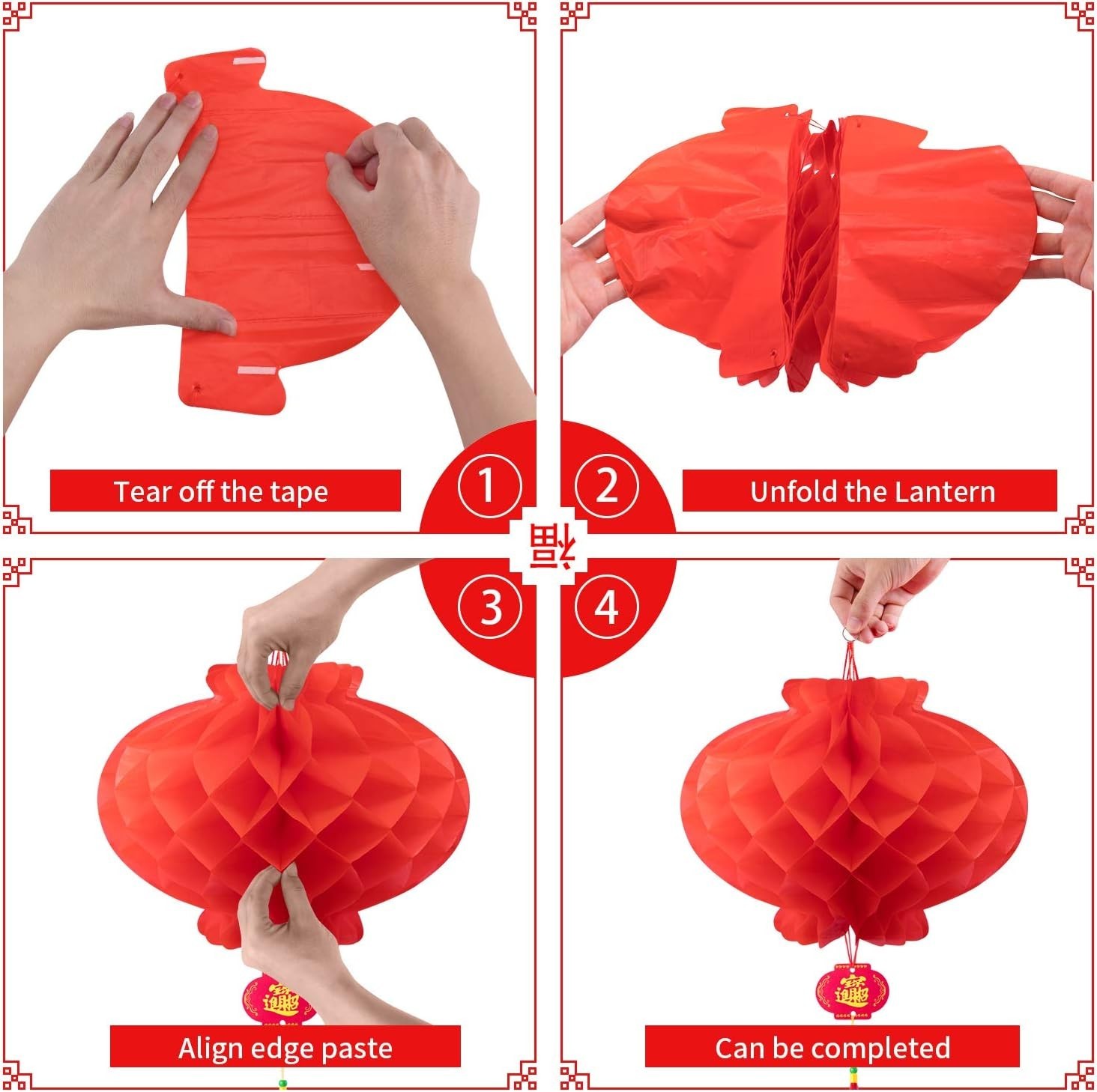 Vibrant 20-Pack 10 Inch Waterproof Red Lanterns for Unforgettable Celebrations