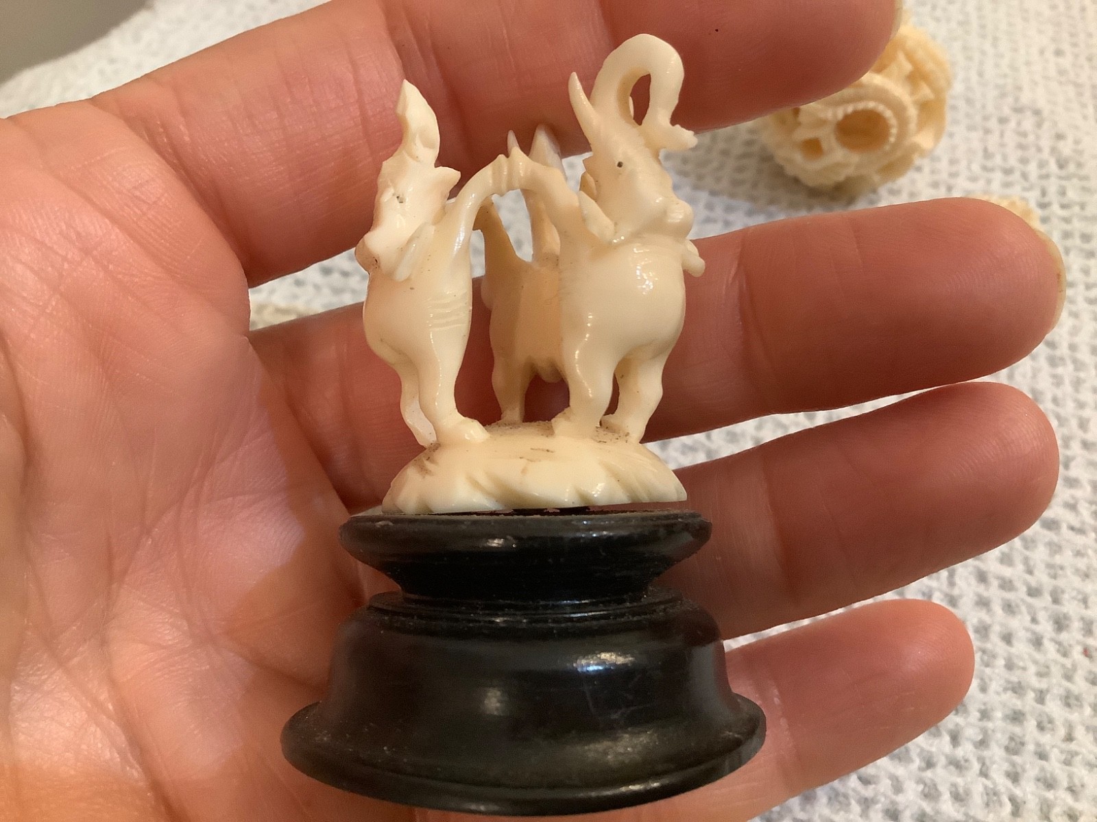 6 Chinese Carved Layered Dragon Magic Puzzle Balls Elephants Pendant Lot