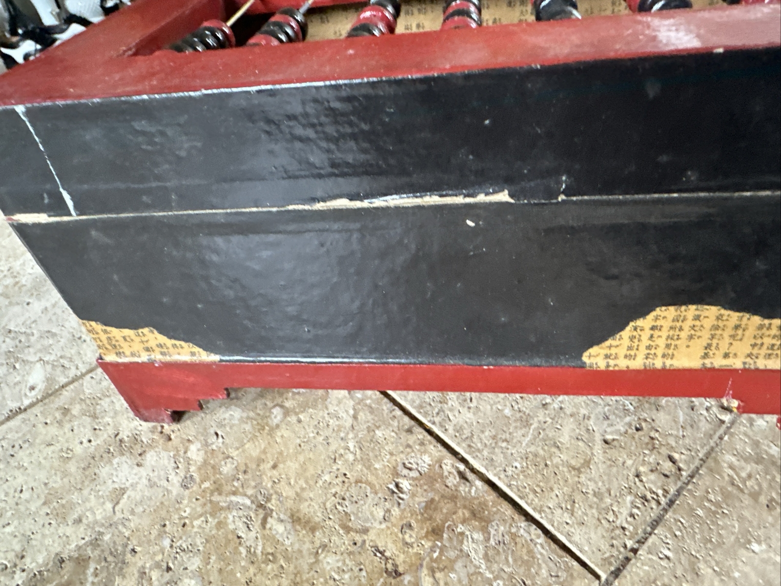 Vintage Paper Mache Made in Philippines Wooden Abacus Storage Box Wood Beads