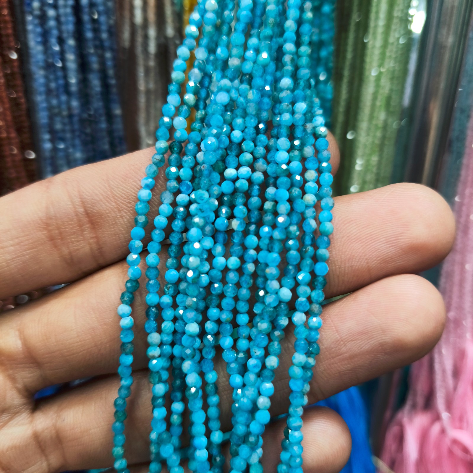 faceted blue apatite stone, Natural blue apatite stone beads, Apatite Stone Bead