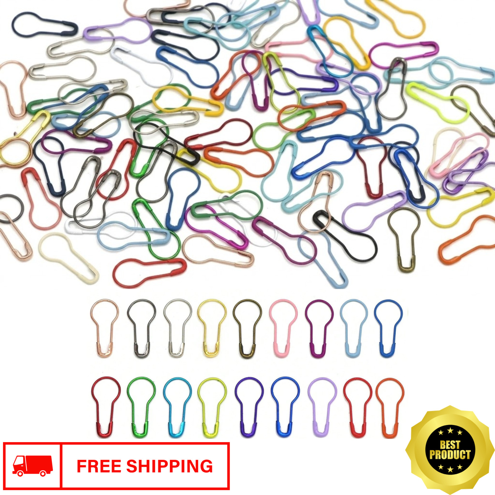100pcs Crochet Pin Knitting Stitch Markers Gourd Bulb Shape Clips Metal Pins Sew