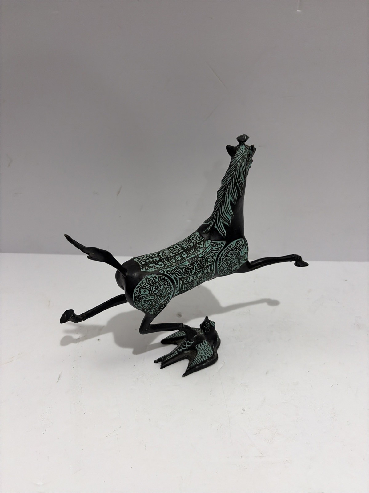 Vintage Chinese Bronze Horse Statue, Flying Horse of Gansu 9.5” L