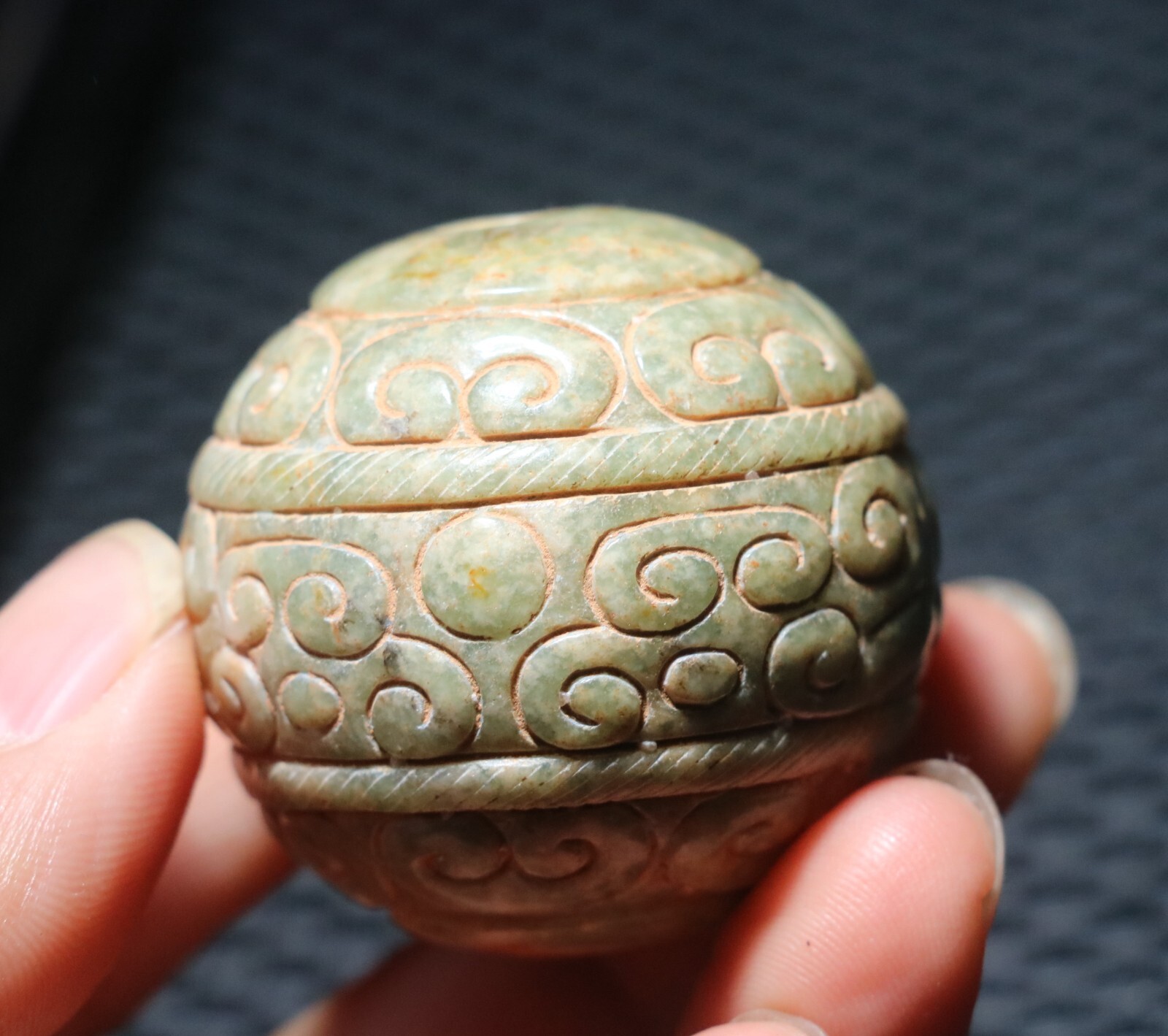 Exquisite Chinese Hetian Old JADE Linking Fortune Large Ball Sphere 40MM ZZY_46s