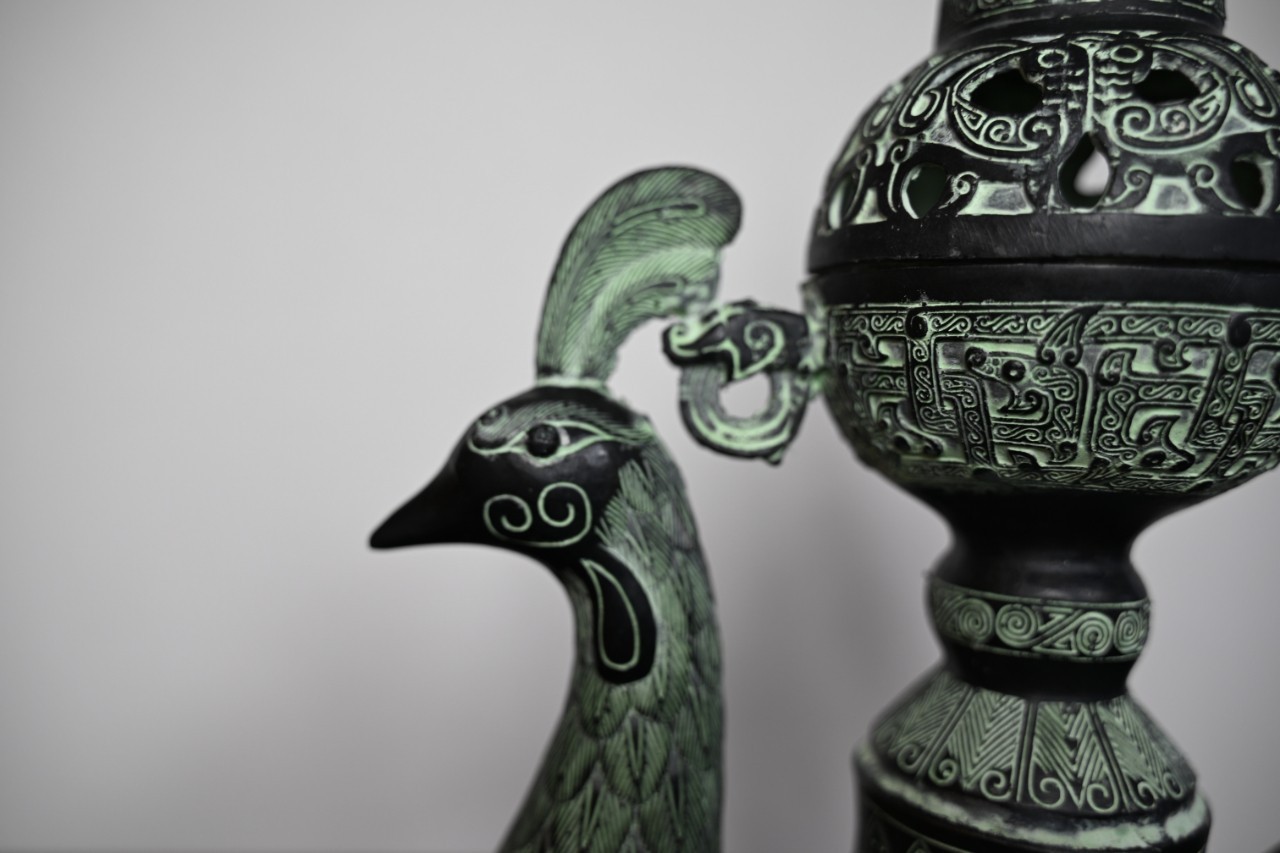 Chinese Bronze Ornament Incense Burner Phoenix Bird Statue*replica #V080