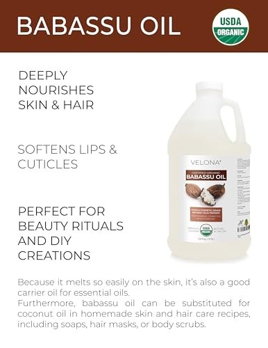 USDA Organic Babassu Oil 1 Gallon – 100% Pure Cold Pressed Carrier Oil for Skin,