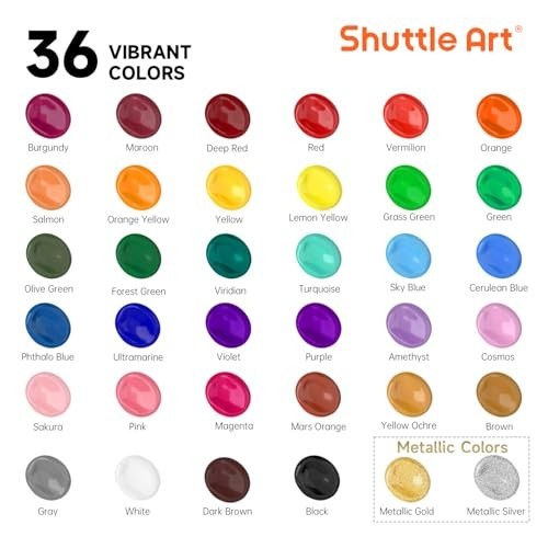 36 Colors Acrylic Paint Set – 2oz Non-Toxic Rich Pigments with Brushes & Palette