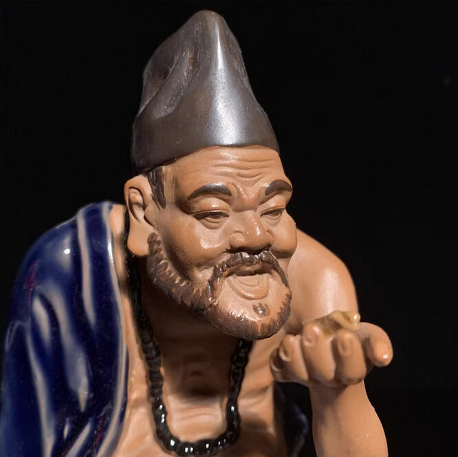 8.7″ China Pottery Porcelain Pure Handcrafted Living Buddha The Mad Monk Statue