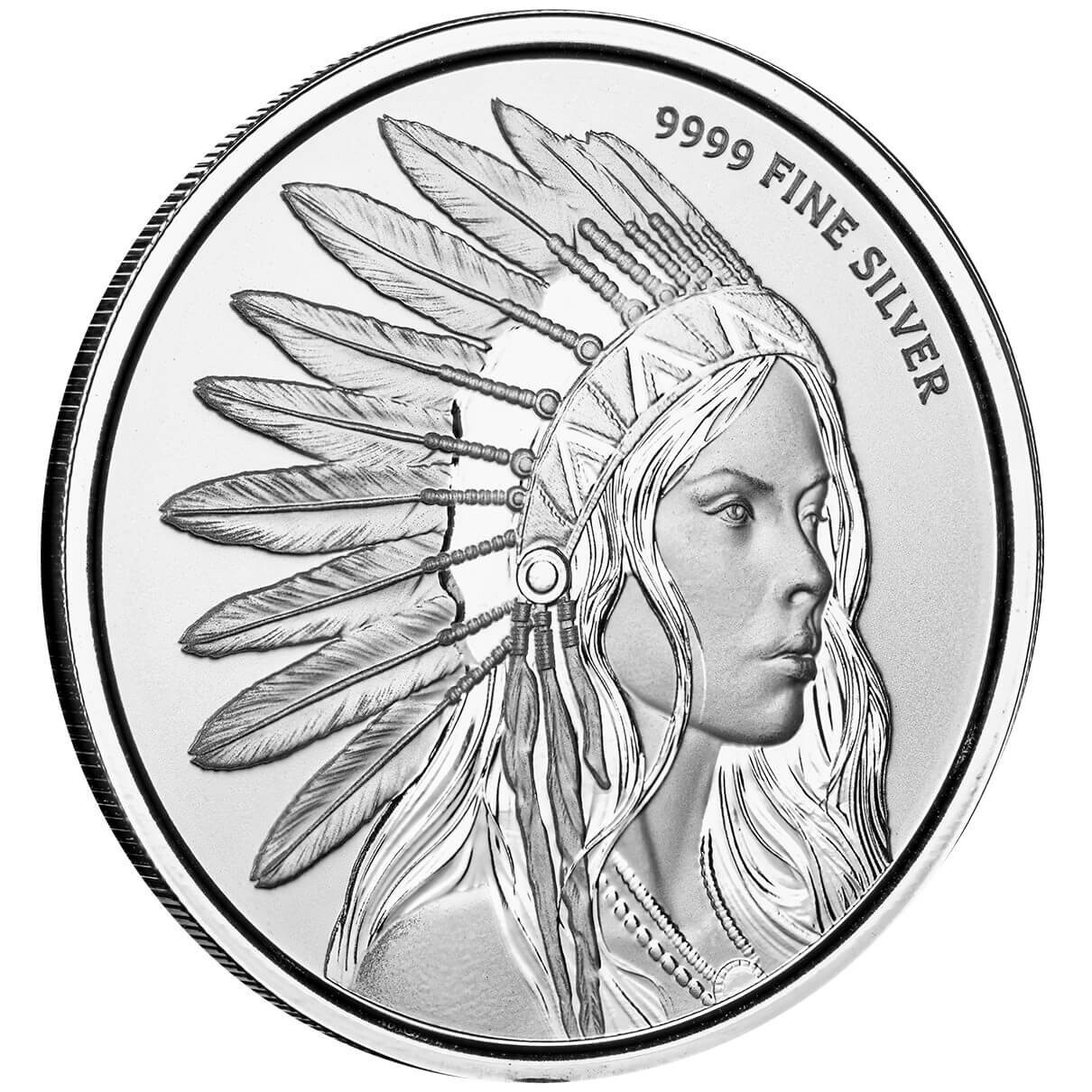 1 oz Silver Round Buffalo Girl .9999 Silver Bullion Round
