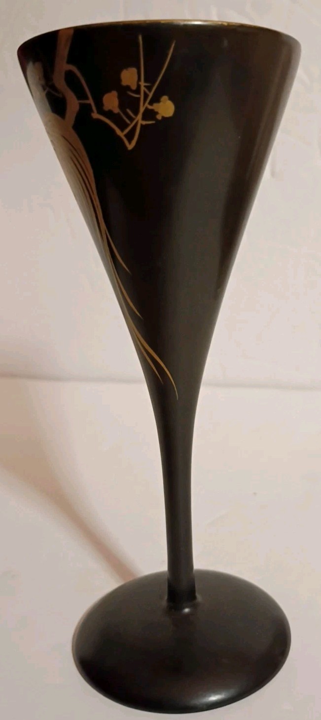 Beautiful Fighting Gold Rooster Chicken Black Lacquer Wood Shaker & 5 Cups China