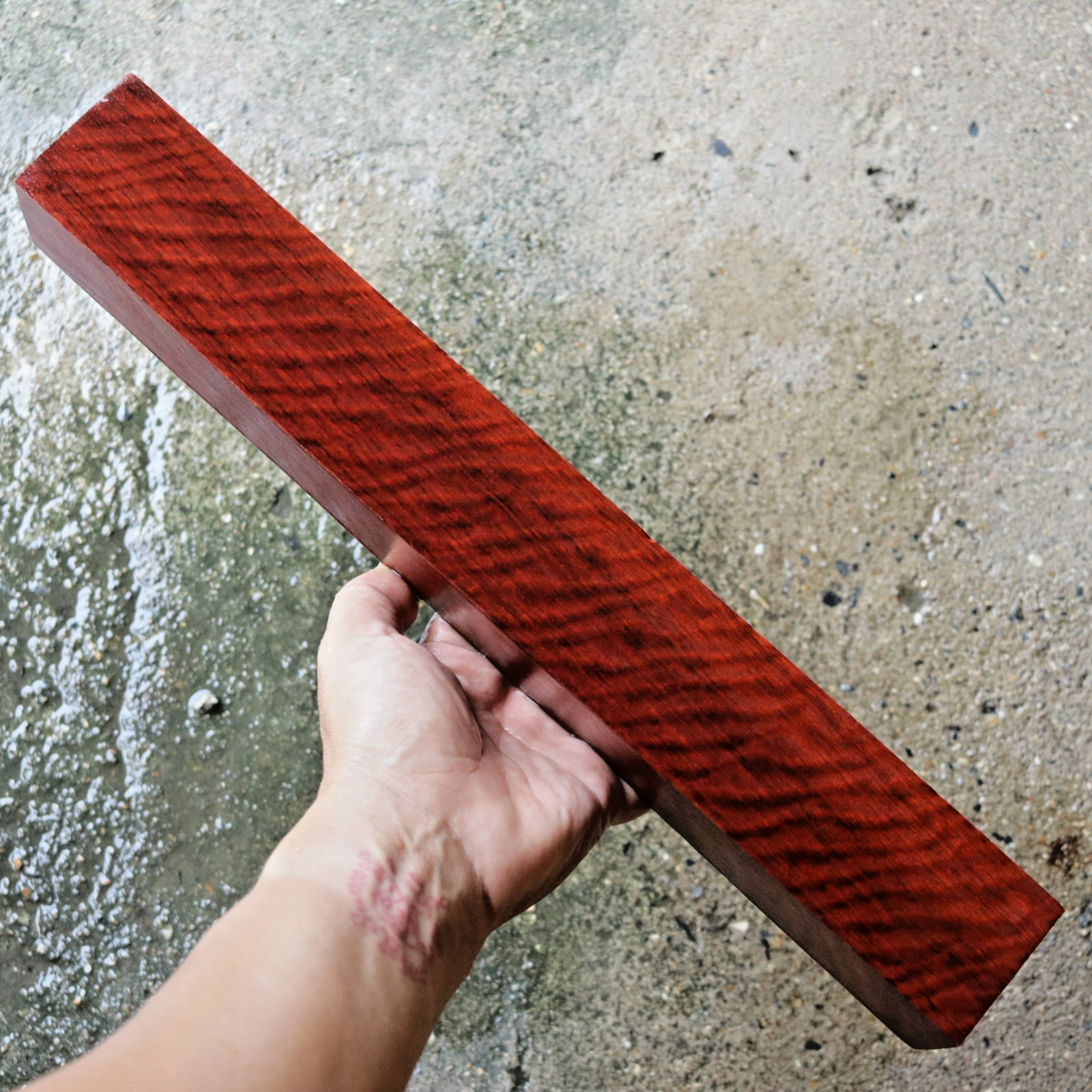 Flame Burmese Padauk Spindle Blank 55X407X48mm For Turning, Craft Making #1092