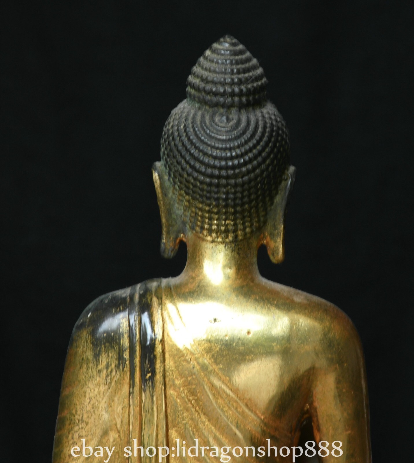 8.4″ Old Chinese Copper Gilt Buddhism Shakyamuni Amitabha Buddha Statue