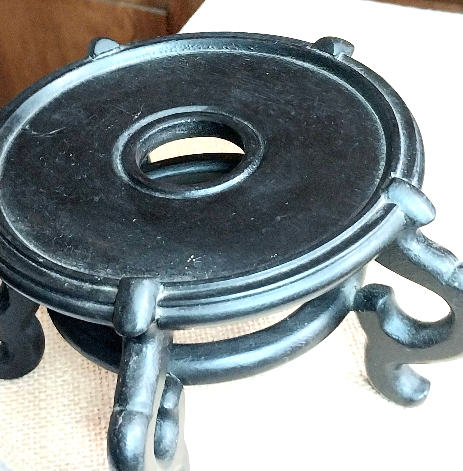 Vintage Asian 5 Legged Rosewood Fits 4.5” Fishbowl or Plant Stand 3” Tall