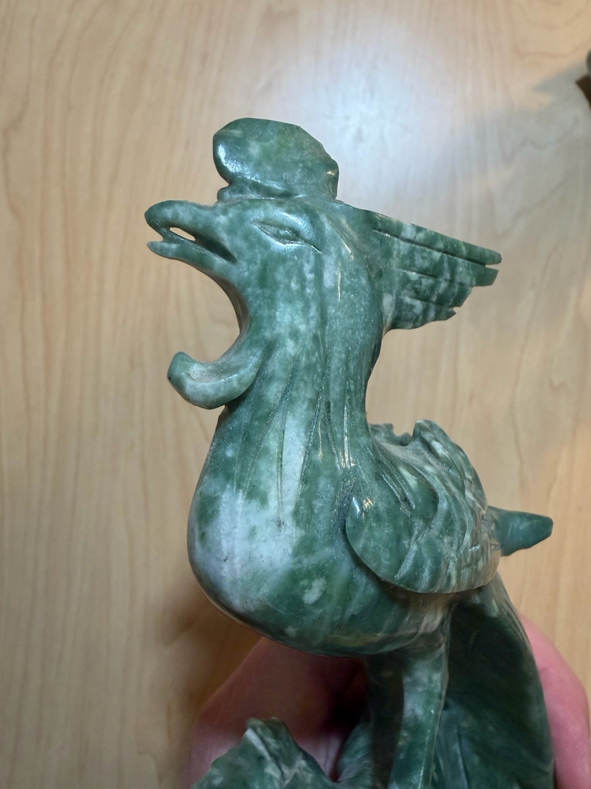 Chinese Export Jade Sculptures Phoenix Bird Peacock Jadeite Nephrite