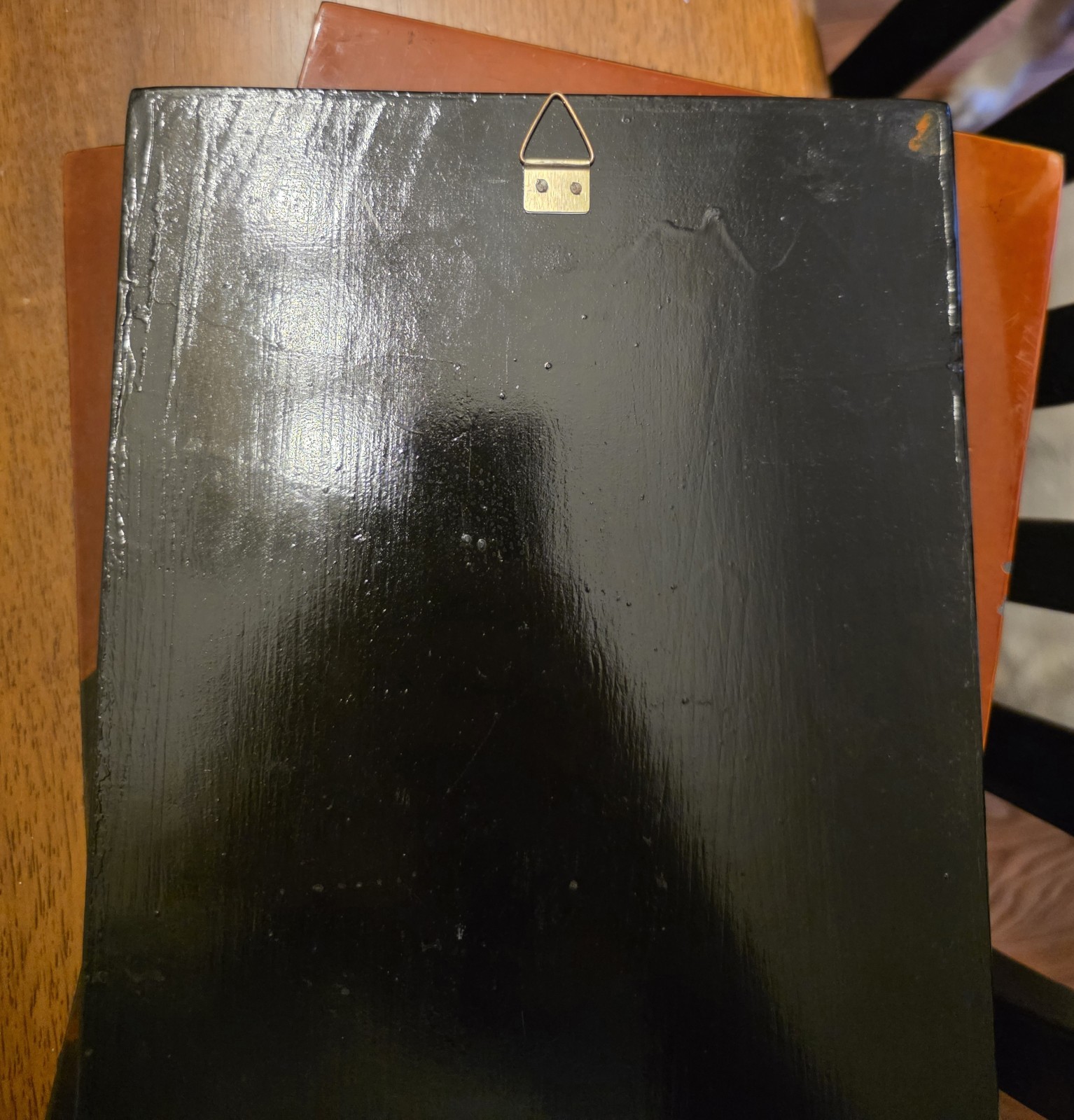 Chinese 4-Panel Black/Brown Lacquer Screen, Mother-of-Pearl Inlay Figures