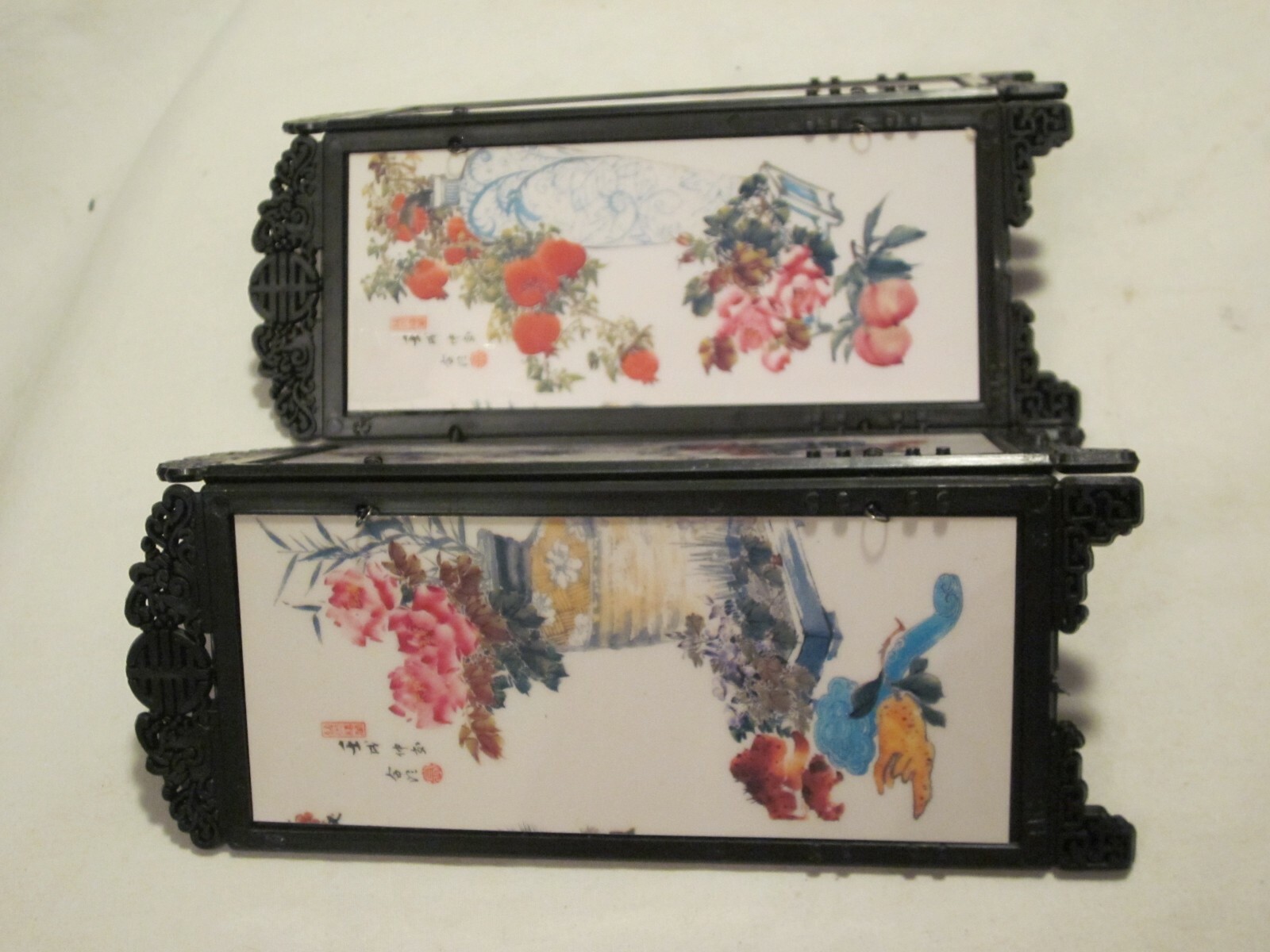 vintage small Chinese Print Screen Taiwan plastic Asian Oriental decor display