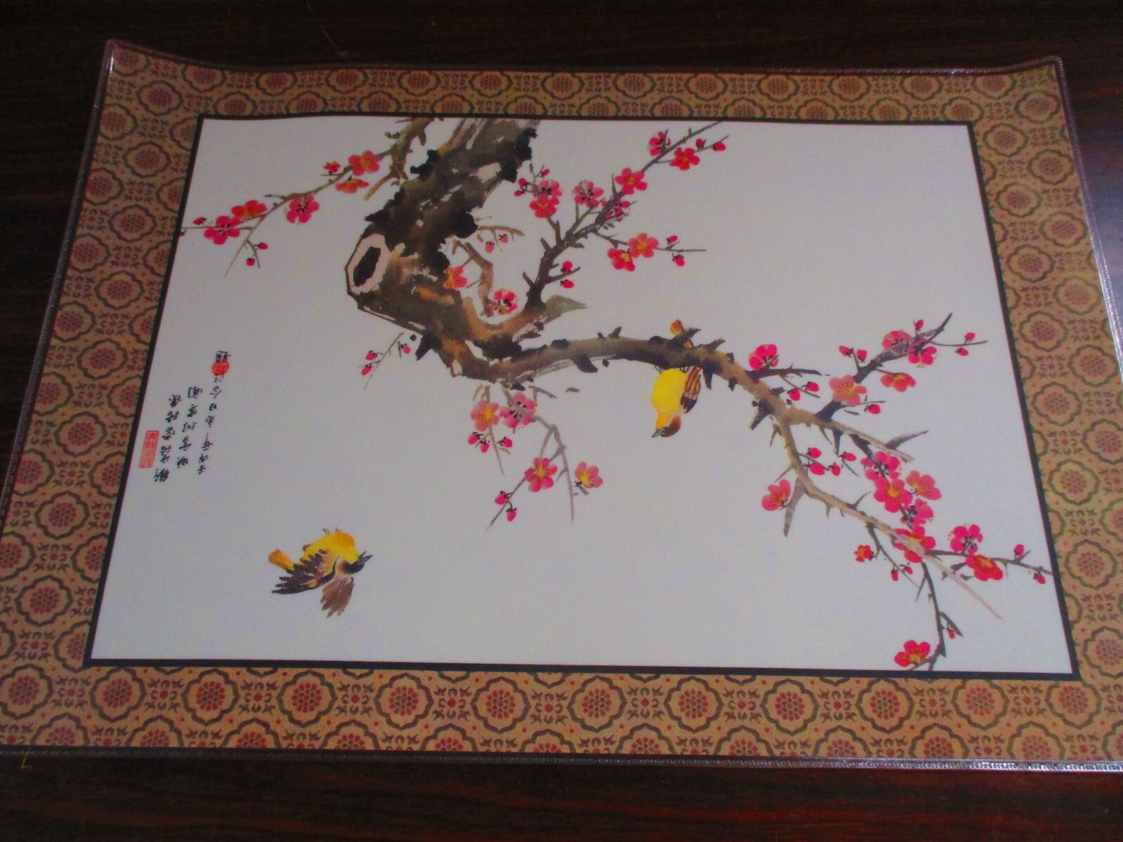 Chinese Traditional Flowers & Birds, 6 Place Mats, Both Sides Shown, NIB