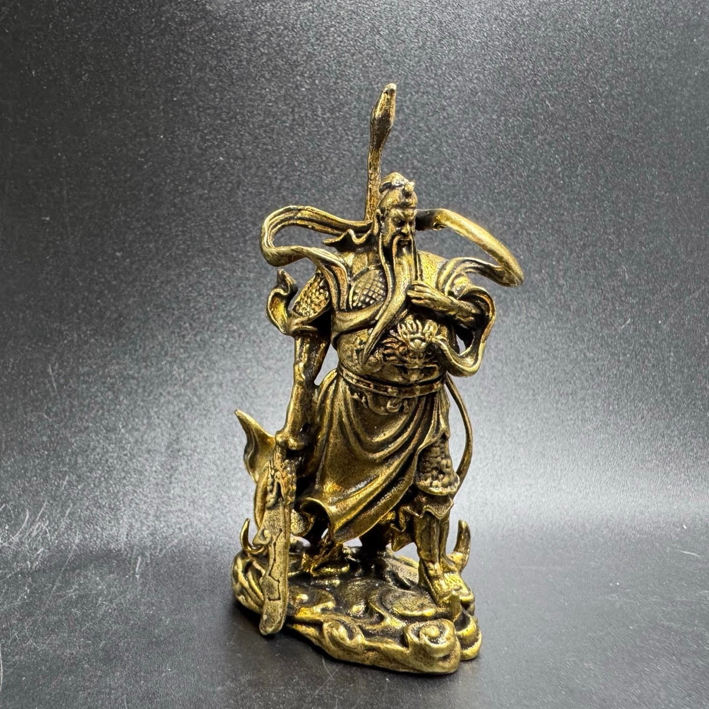 Brass Guan Gong Mini Statue God of Wealth Loyalty Feng Shui Desk Lucky Ornament