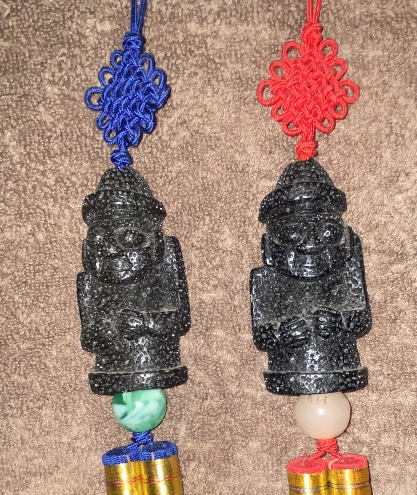 Chinese Couple Rock Like Wall Hanging Fung Shui Decor-Tassel 10” Long