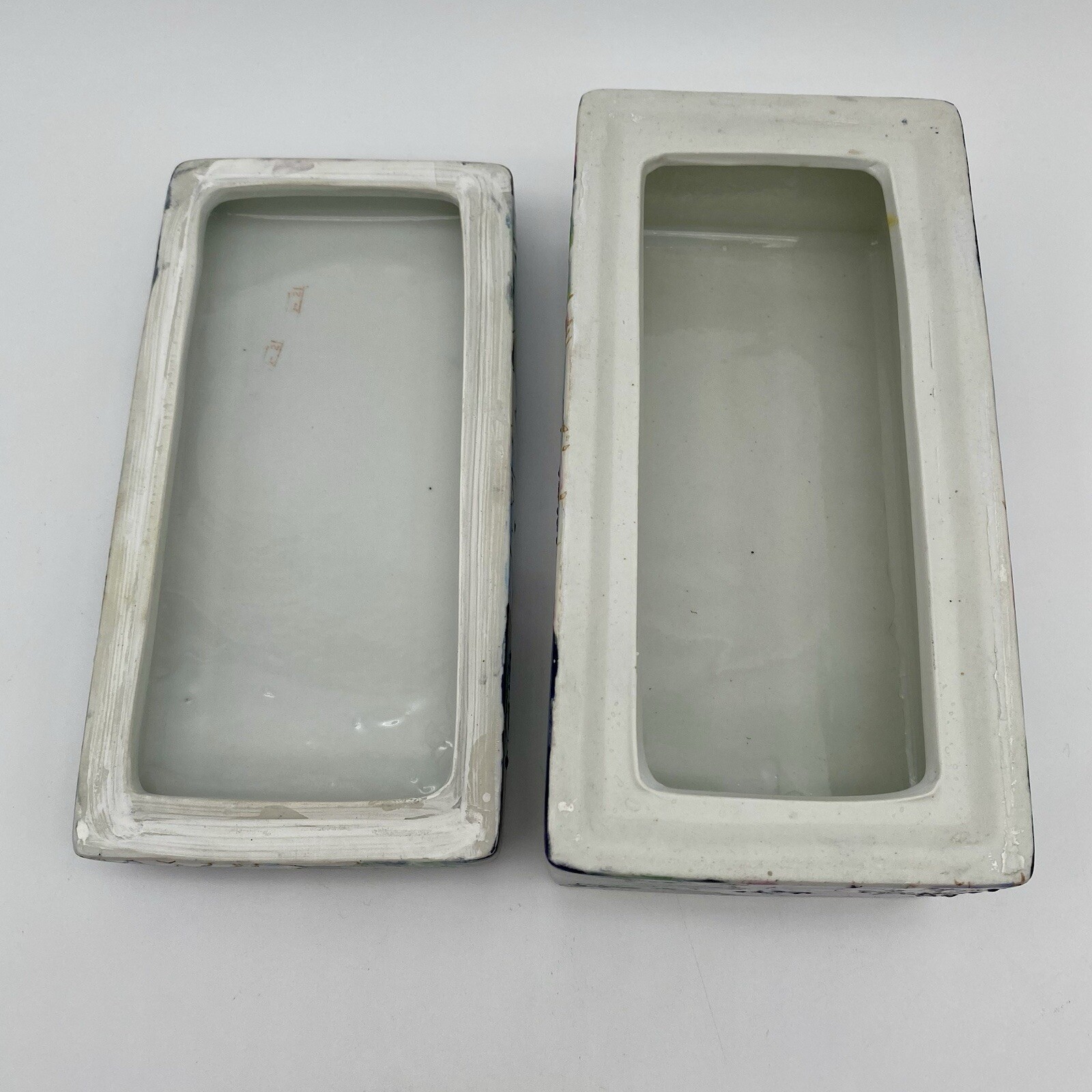 Vintage Ceramic Toyo HFP Macau Hand Painted Flowers Trinket Storage Box