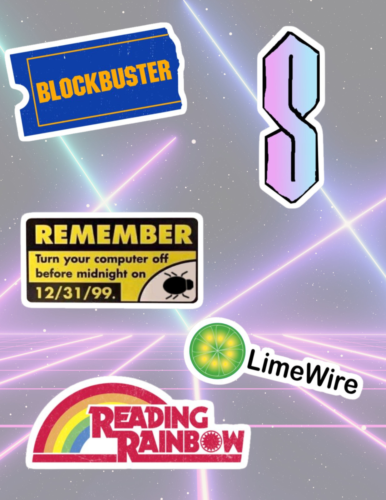 90’s themed 5pc Sticker Pack