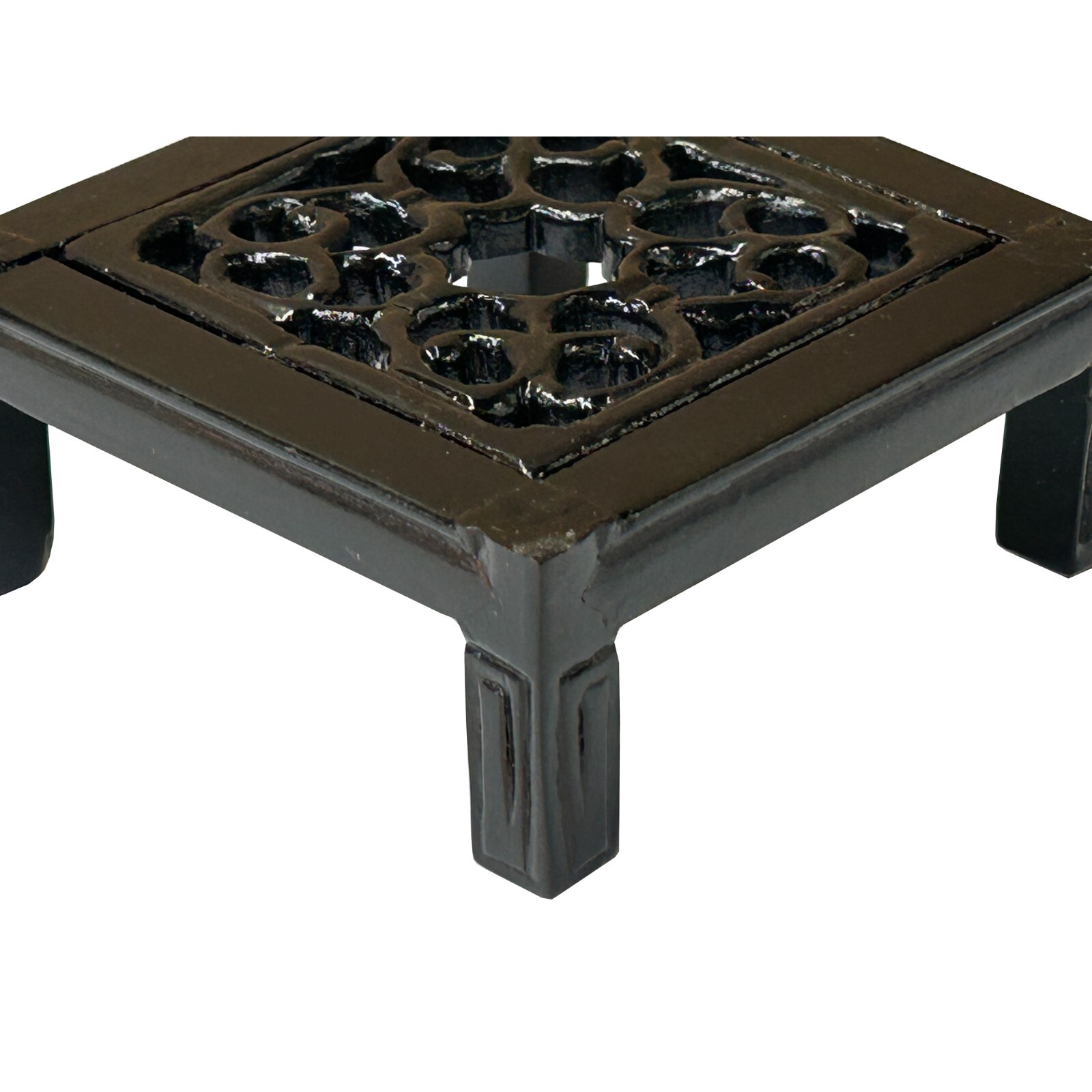3.25″ Dark Brown Floral Open Pattern Square Wood Stand Riser ws4236