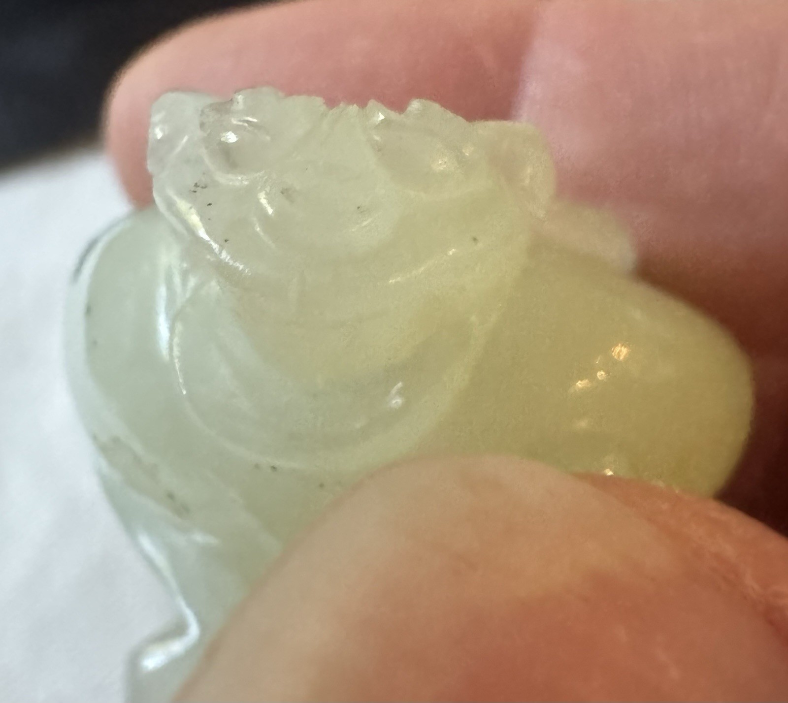 2 Vintage Rare Chinese Carved Jade – Miniature Foo Dog Incense Burners