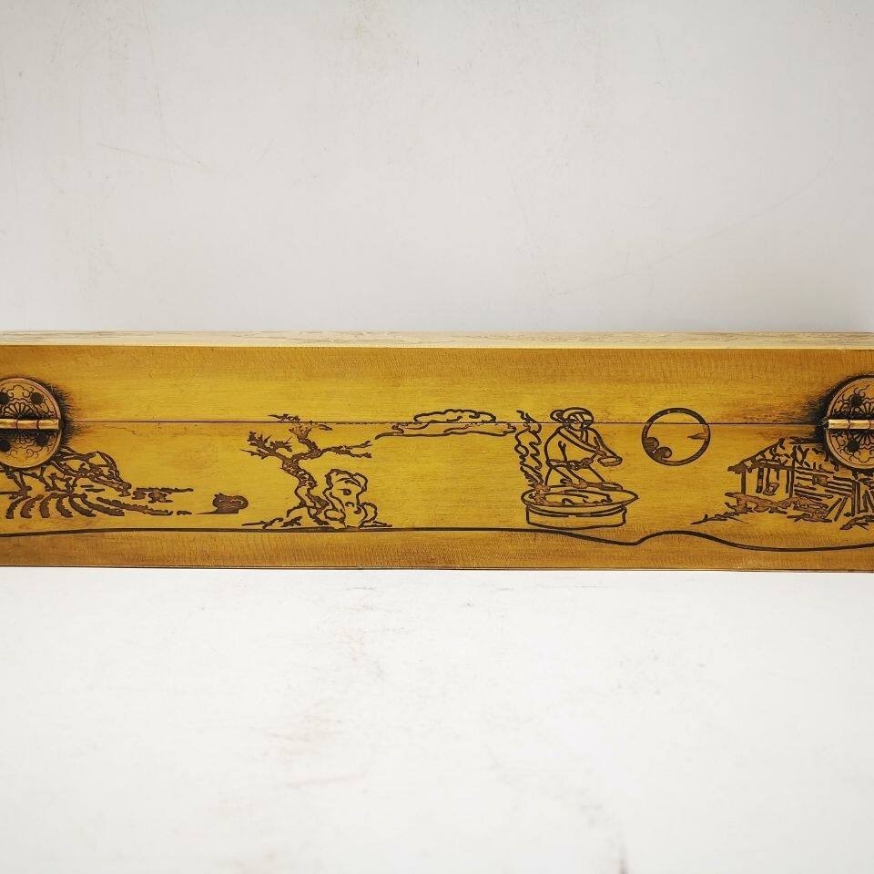 Aque Brass Jewelry Box Carved Deer Pattern Unique Scholar Case (Random Motif)