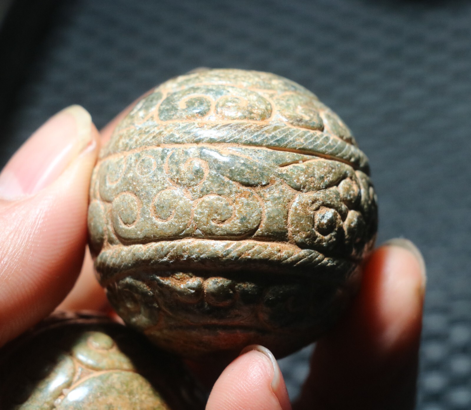 A Pair Exquisite Chinese Hetian Old JADE Linking Fortune Large Ball Sphere 40MMs