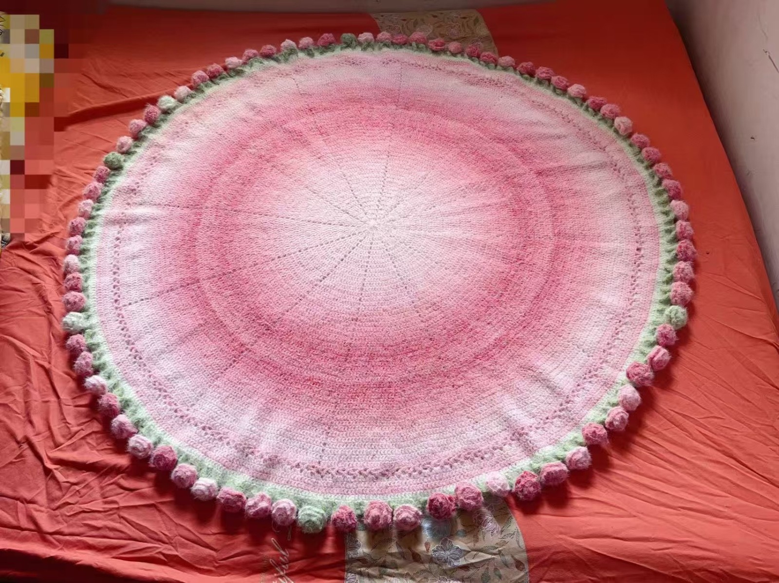 artificial hand make cotton flower with shoulder tower or blanket