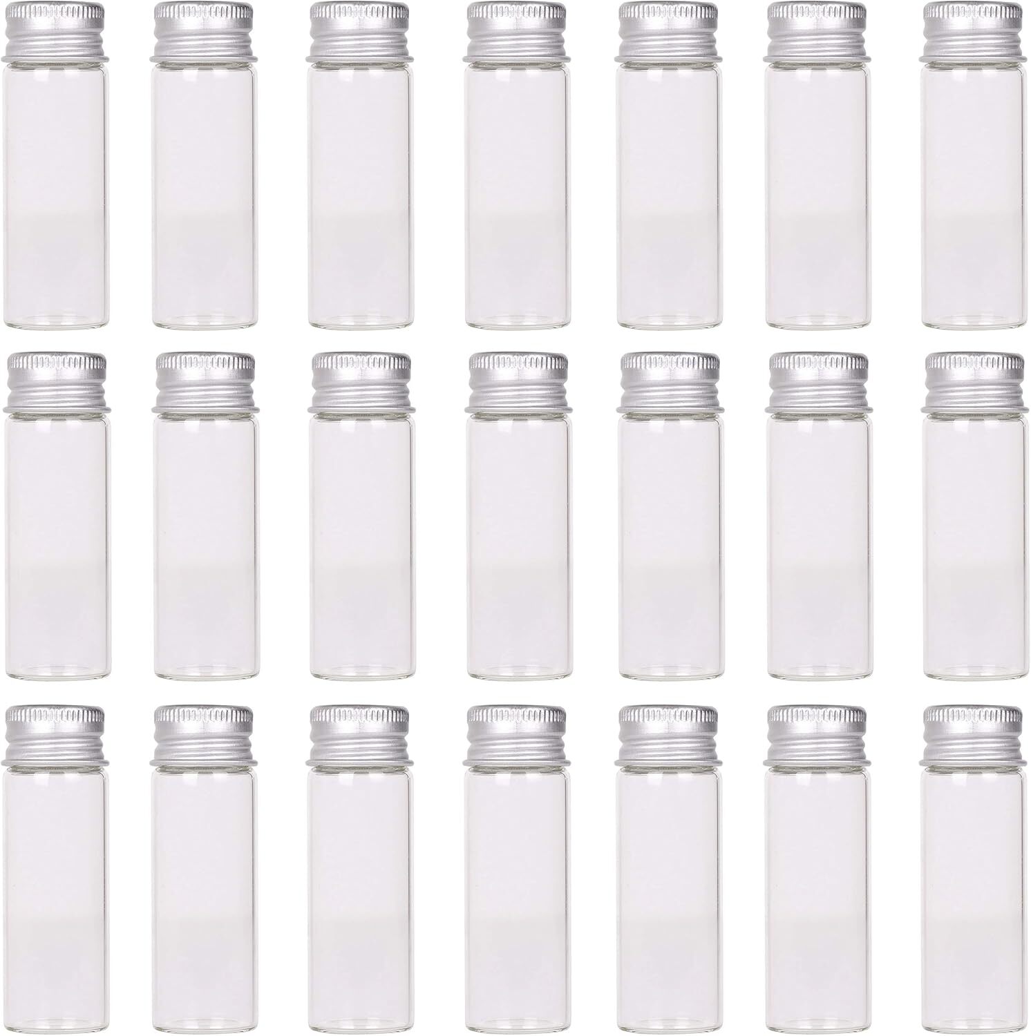 24 Tiny Jars with Aluminum Screw Lids 15ml Small Glass Bottles Clear Mini Via