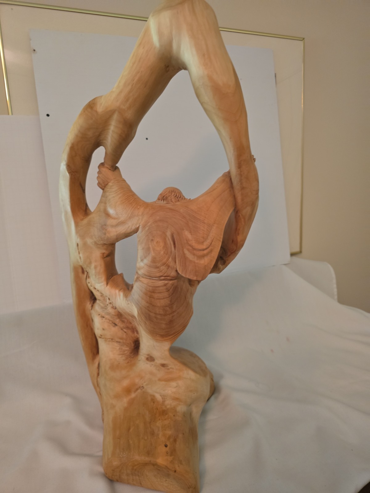 Large Handcarved Cypress Wood Statue Of Bodhidharma Founder Of Zen Buddism