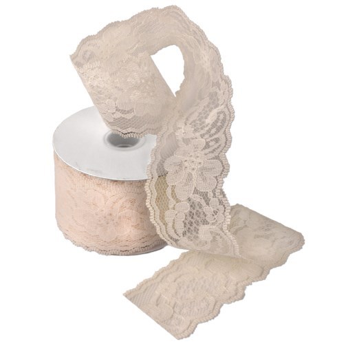 Ivory Pattern Lace Ribbon – 2″ wide x 25 yards