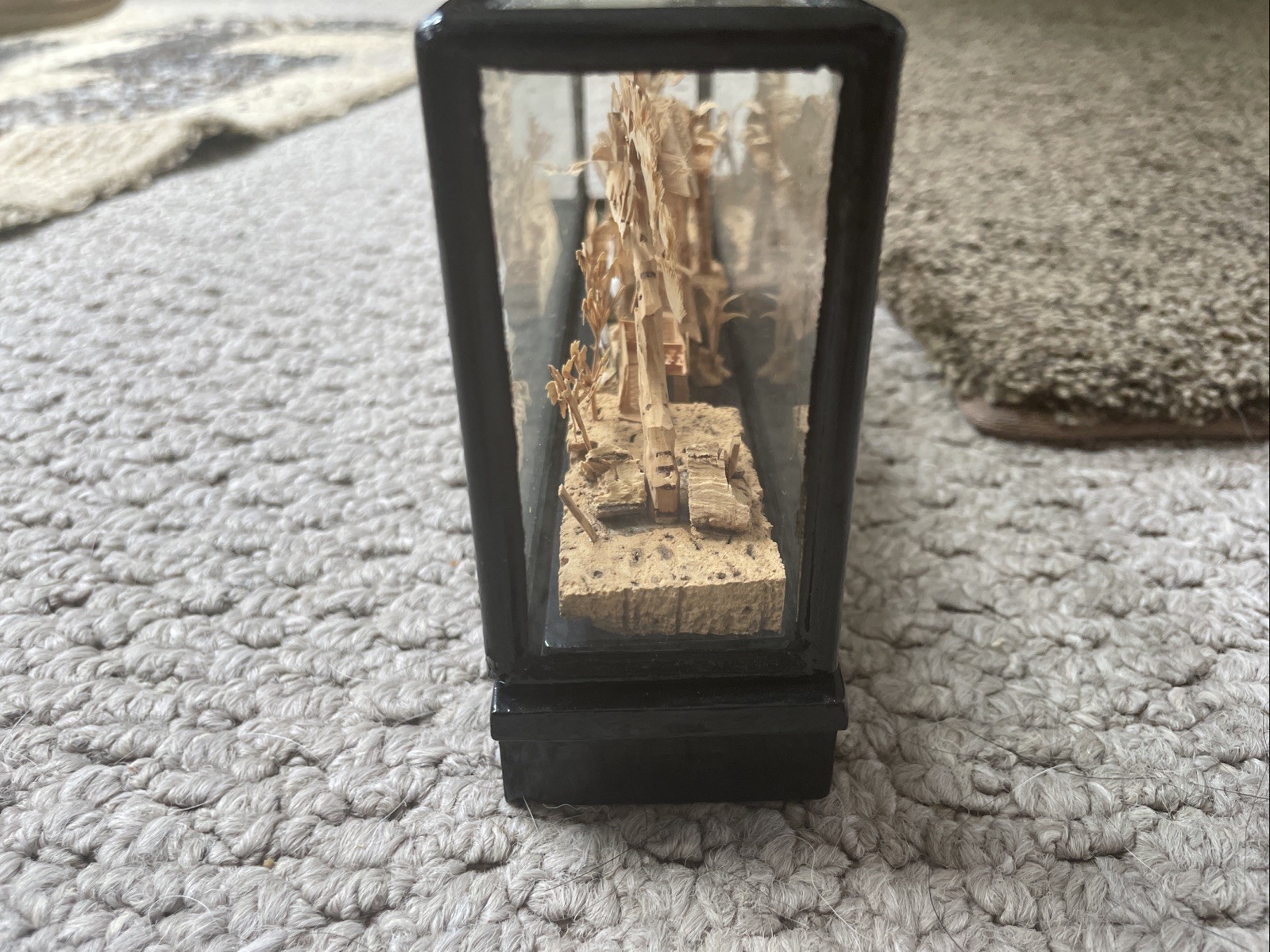 Vintage Chinese Hand Carved Cork Diorama with Pandas – 9.5 Base 3.5 Hight