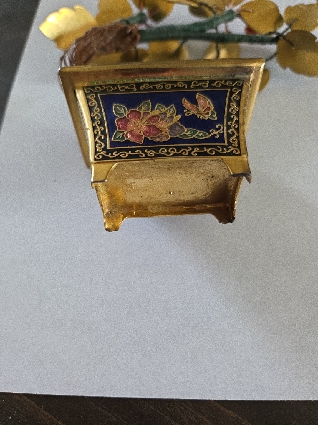 Vintage Small Cloisonne Enameled Bonsai Tree Flower