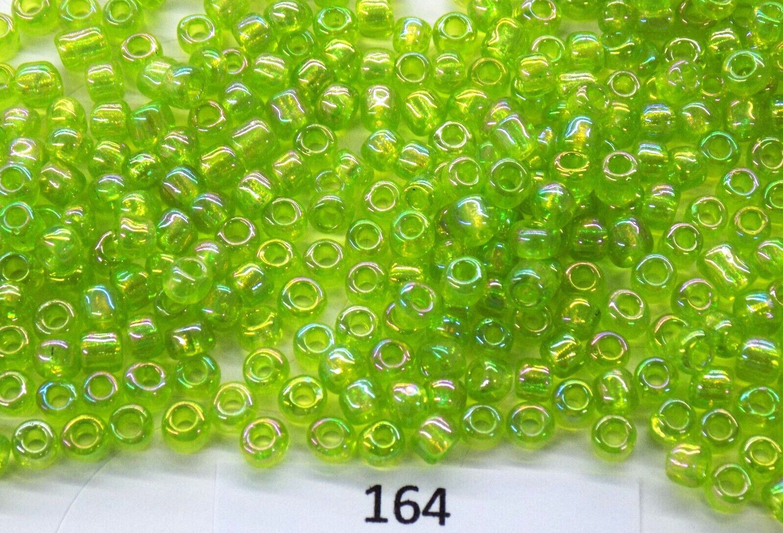 Glass Seed Beads 6/0 Lt Green AB 4mm – 150gm – 1,950 beads – CB6-164