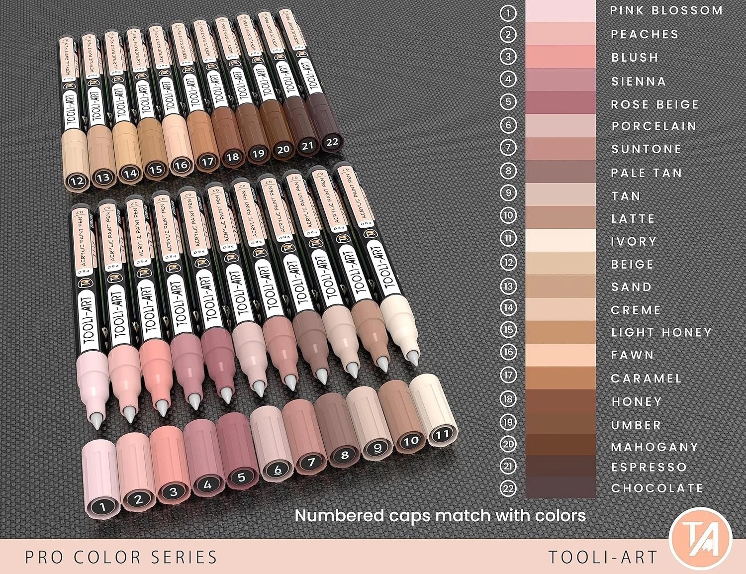 Detailed Artwork with 22 Skin Tone Acrylic Markers – Non-Toxic & Water-Based
