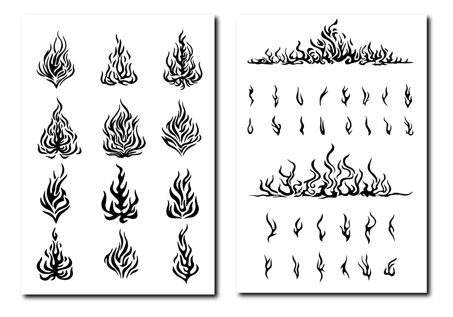 Mylar Airbrush Paint Tracing Stencils Camouflage Tattoo RC Body Mask FLAMES FIRE