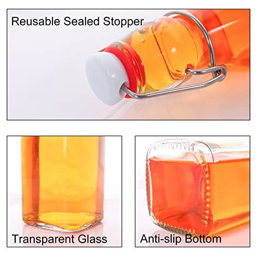 12 Pack Swing Top Glass Bottles, 250ML Square Bottles with Airtight 8.5oz